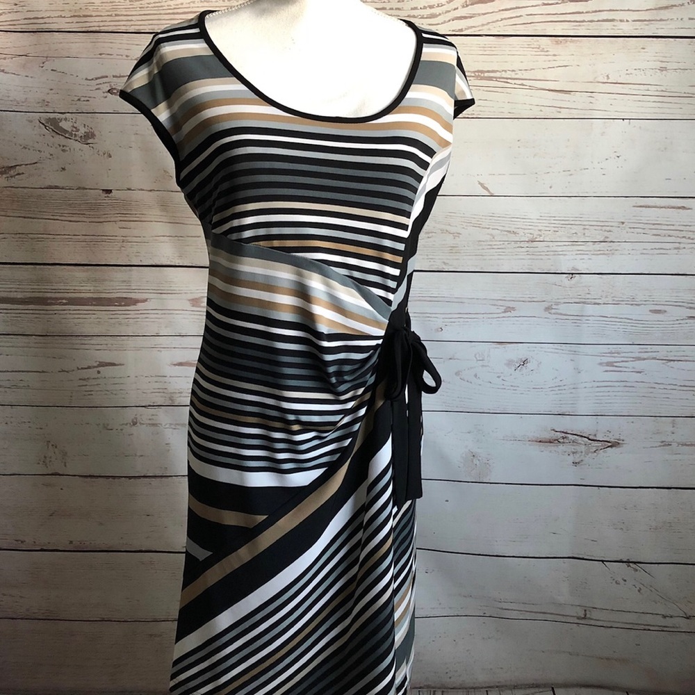 Joseph Ribkoff Dress Faux Wrap Side Tie Size 10